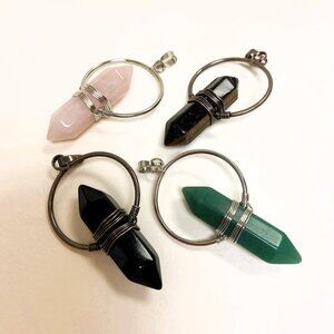 Wire-Wrapped Genuine Crystal Double Terminated Pendants